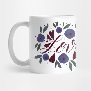 Love and flowers - garnet and purple Mug